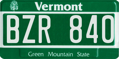VT license plate BZR840