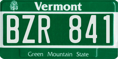 VT license plate BZR841