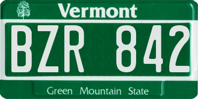 VT license plate BZR842