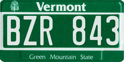 VT license plate BZR843