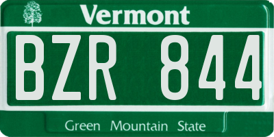 VT license plate BZR844
