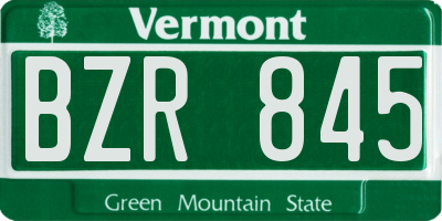 VT license plate BZR845