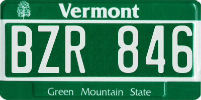VT license plate BZR846