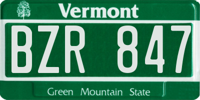 VT license plate BZR847