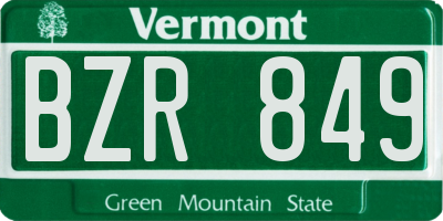VT license plate BZR849