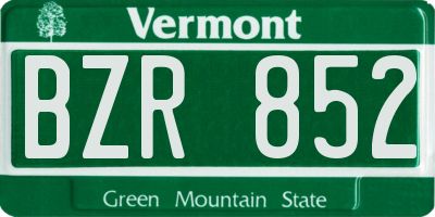 VT license plate BZR852