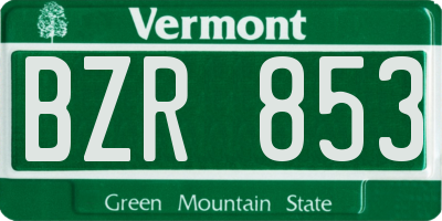 VT license plate BZR853