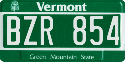 VT license plate BZR854