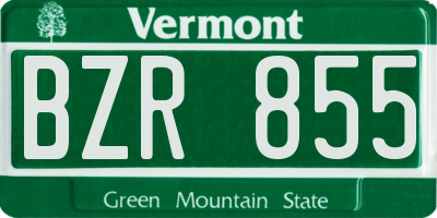 VT license plate BZR855