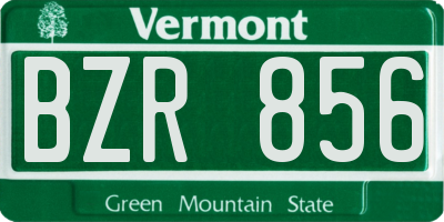 VT license plate BZR856
