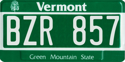 VT license plate BZR857