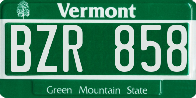 VT license plate BZR858