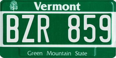 VT license plate BZR859