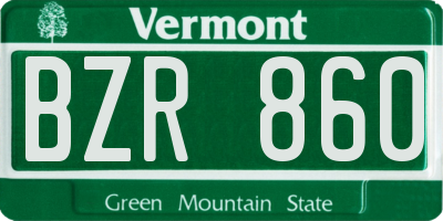VT license plate BZR860
