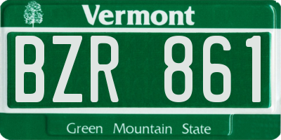 VT license plate BZR861