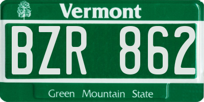 VT license plate BZR862