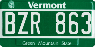 VT license plate BZR863