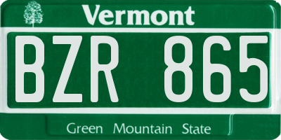 VT license plate BZR865