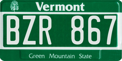 VT license plate BZR867
