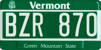 VT license plate BZR870