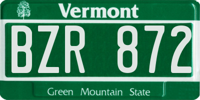 VT license plate BZR872