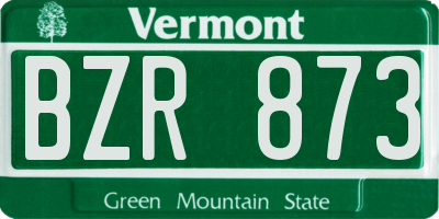 VT license plate BZR873