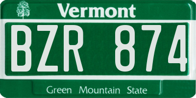 VT license plate BZR874