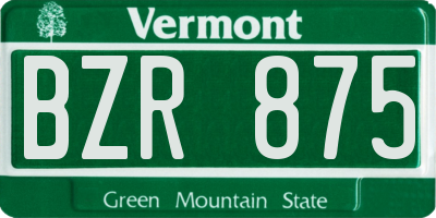 VT license plate BZR875