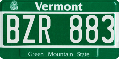 VT license plate BZR883