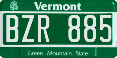 VT license plate BZR885