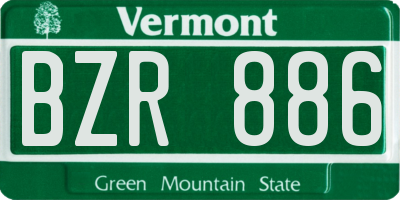VT license plate BZR886