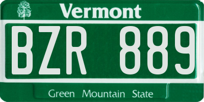 VT license plate BZR889