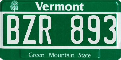 VT license plate BZR893