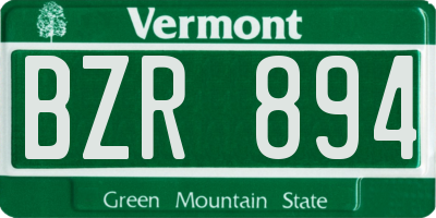 VT license plate BZR894