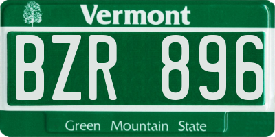VT license plate BZR896
