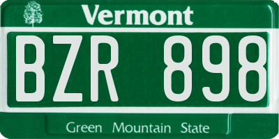 VT license plate BZR898