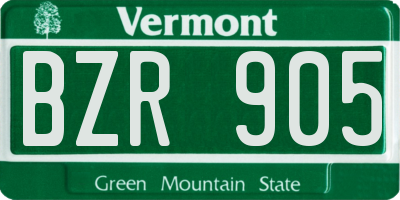 VT license plate BZR905