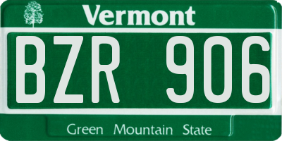 VT license plate BZR906