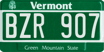 VT license plate BZR907
