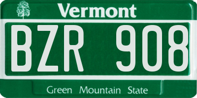 VT license plate BZR908