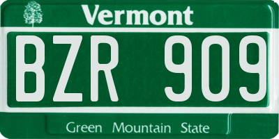 VT license plate BZR909