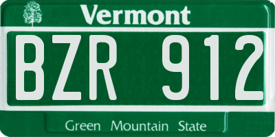 VT license plate BZR912
