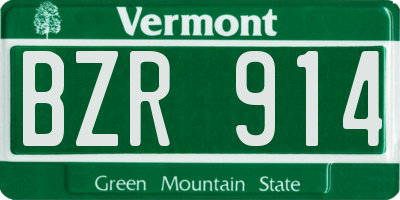 VT license plate BZR914