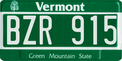 VT license plate BZR915