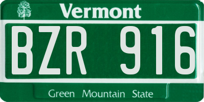 VT license plate BZR916