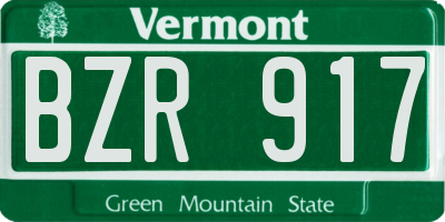 VT license plate BZR917