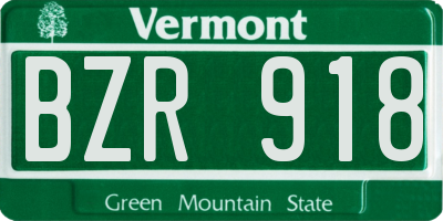 VT license plate BZR918