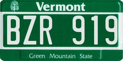 VT license plate BZR919