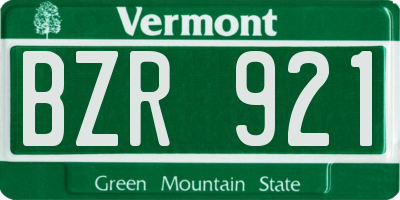 VT license plate BZR921