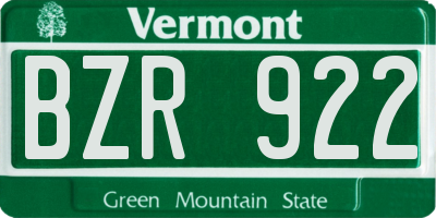 VT license plate BZR922